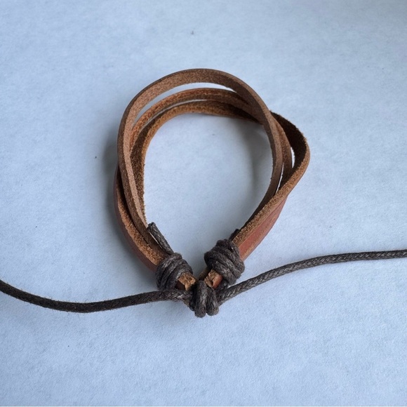 Brown Faux Leather Wrap Bracelet - Picture 2 of 5